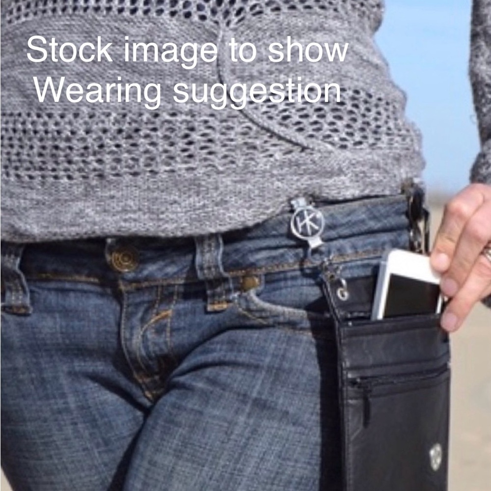 Hip Klips cell phone bag / wallet 2 tone gray/silver paisley bag. Hands Free - Picture 4 of 10